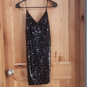 NWOT! Black sequin mini dress